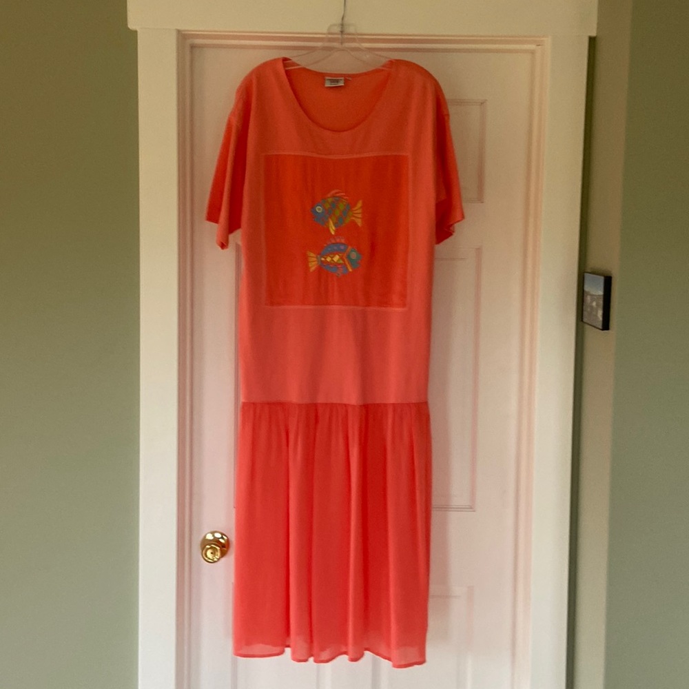 Johnny Was Coral Short Sleeve Sundress Small